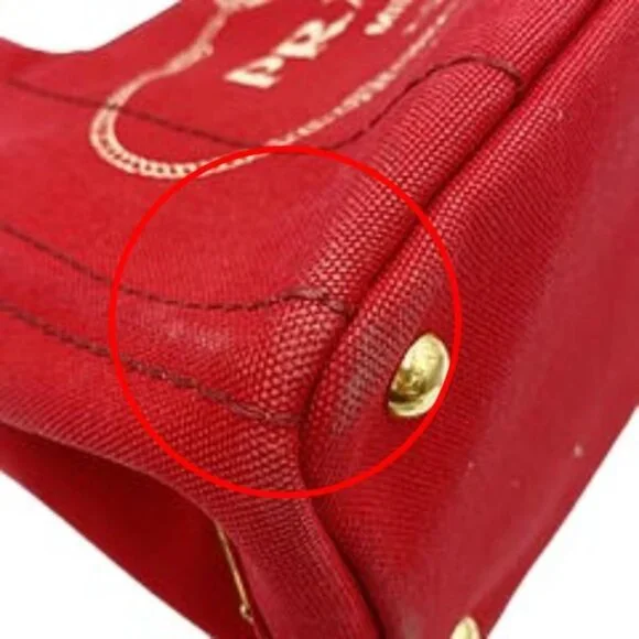 Prada Canvas Tote Canapa Tote Bag Red - Picture 5 of 13